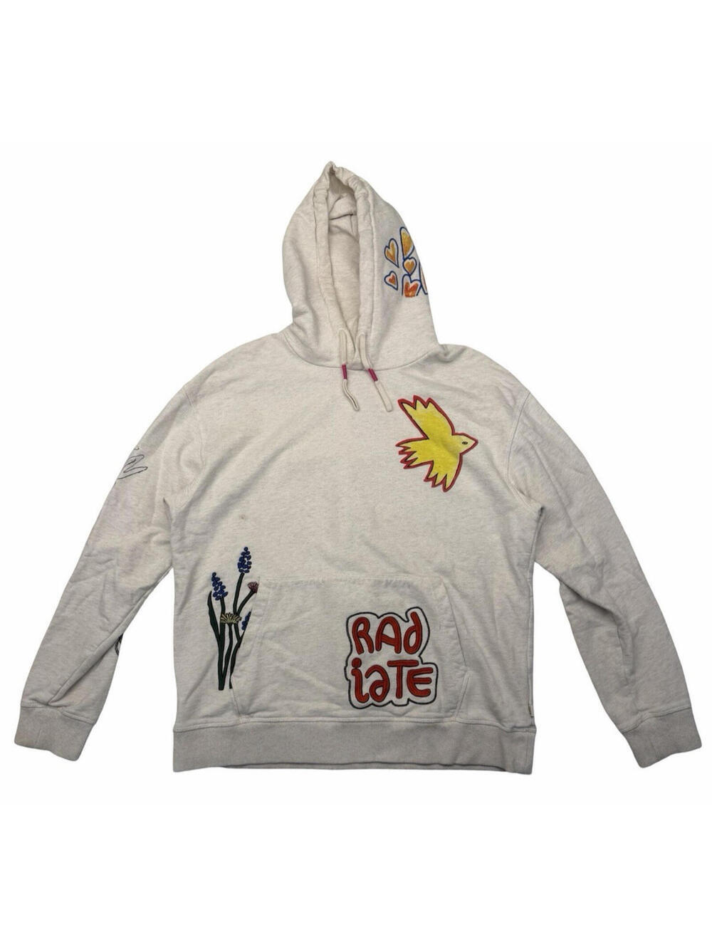 Scotch & Soda Relaxed Fit Artwork Graphic Hoodie Beige Size L
